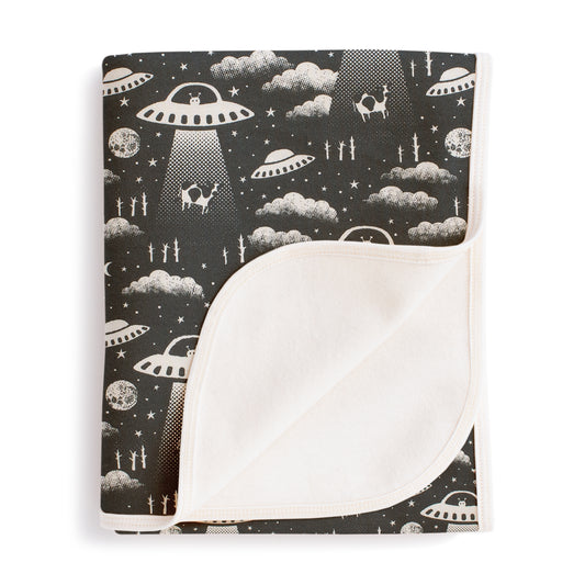 French Terry Blanket - Aliens Charcoal