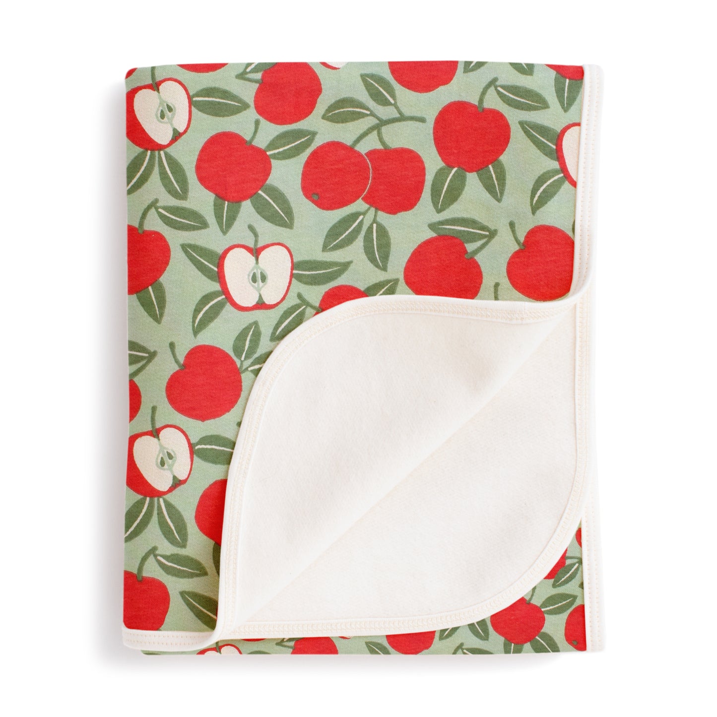 French Terry Blanket - Apples Red & Green