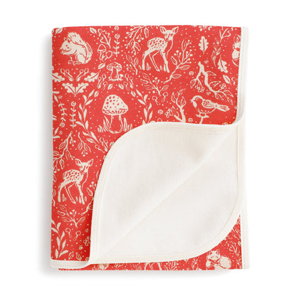 French Terry Blanket - Animal Tapestry Red