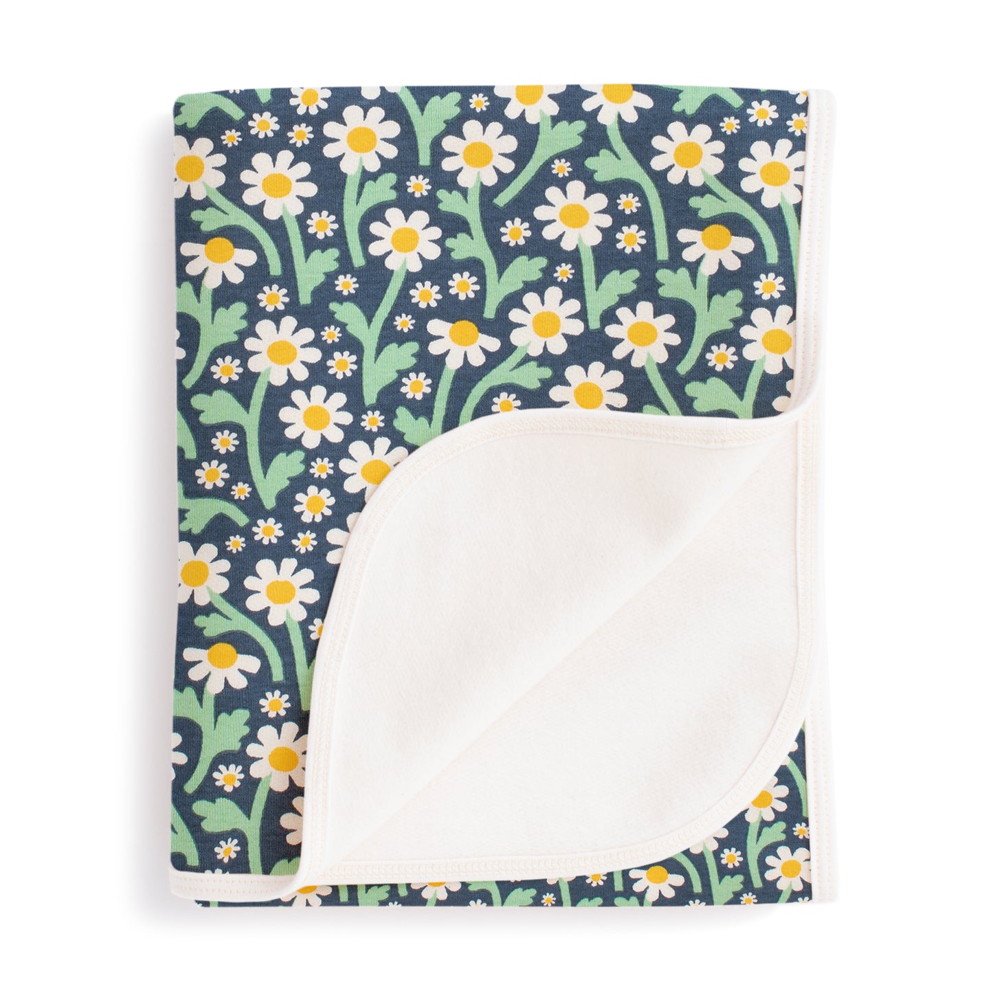 French Terry Blanket - Bold Daisies Navy