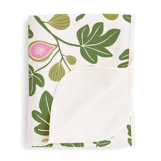French Terry Blanket - Figs Green
