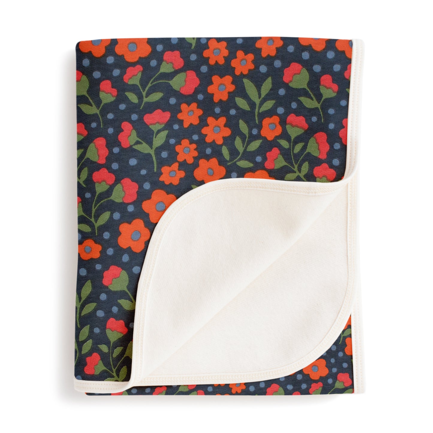 French Terry Blanket - Garden Blooms Navy