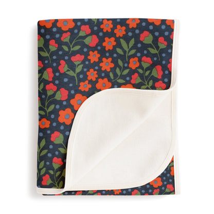 French Terry Blanket - Garden Blooms Navy