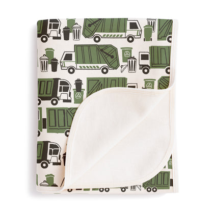 French Terry Blanket - Garbage & Recycling Green