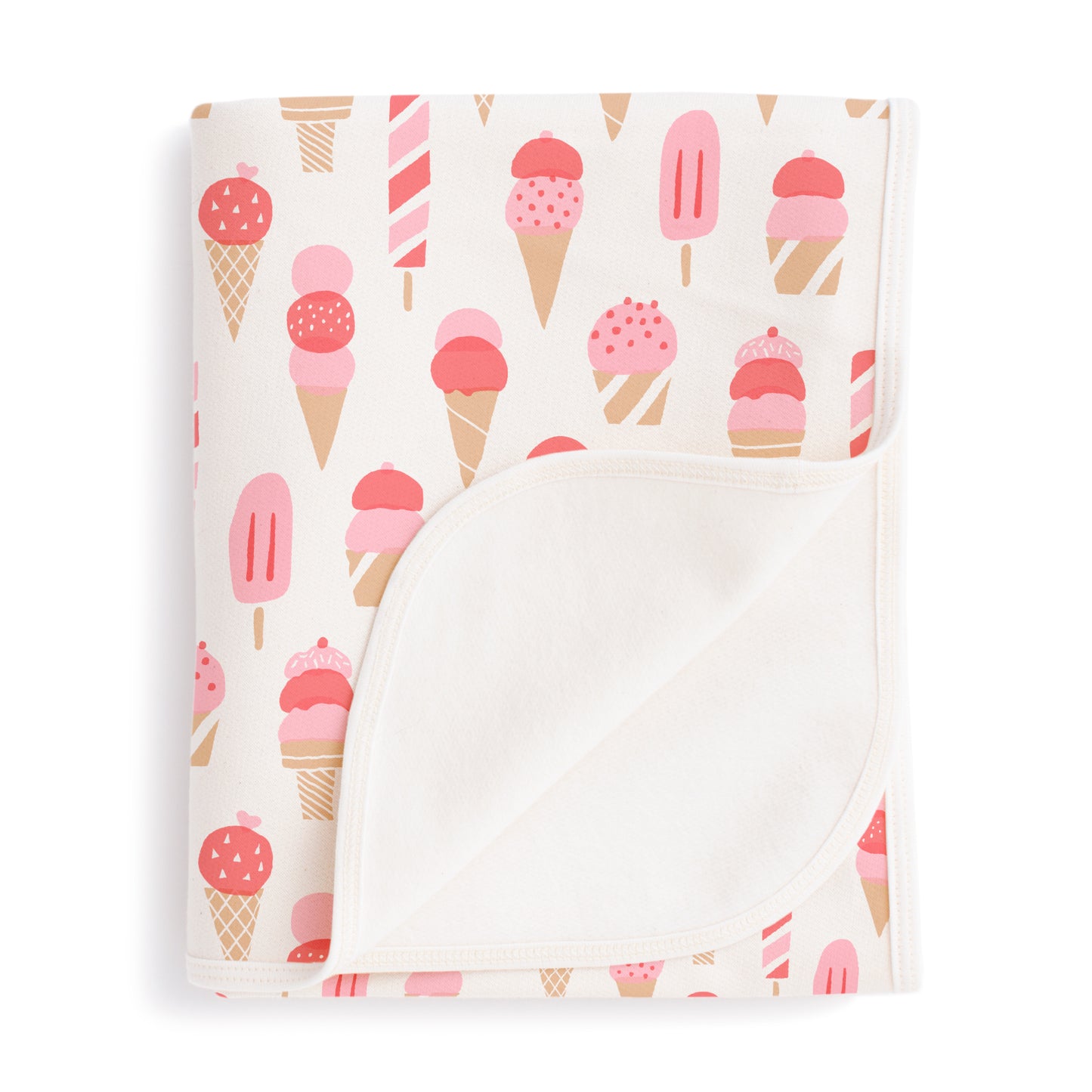 French Terry Blanket - Ice Cream Red & Pink
