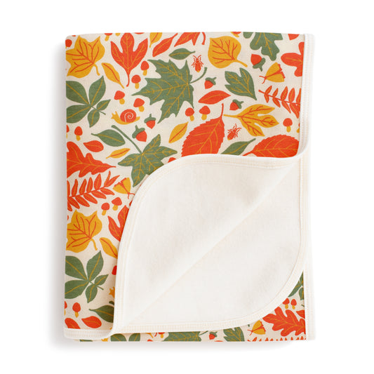 French Terry Blanket - Leaves Yellow & Green