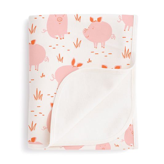 French Terry Blanket - Pigs Pink