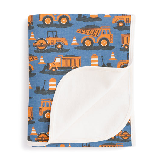French Terry Blanket - Roadwork Orange & Blue