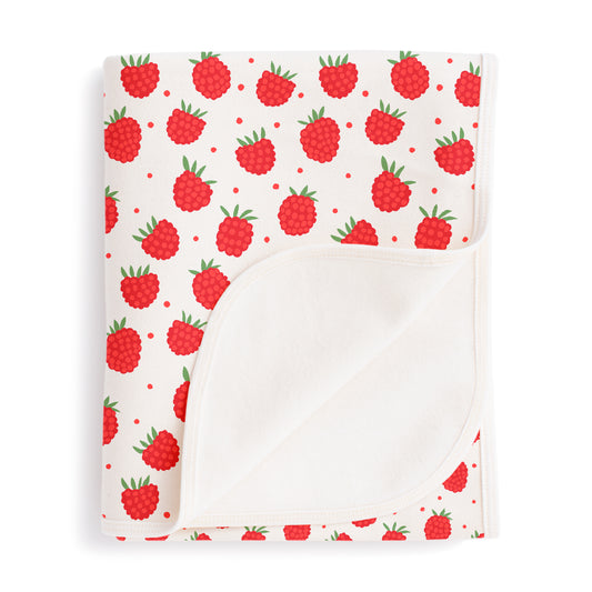 French Terry Blanket - Raspberries Natural