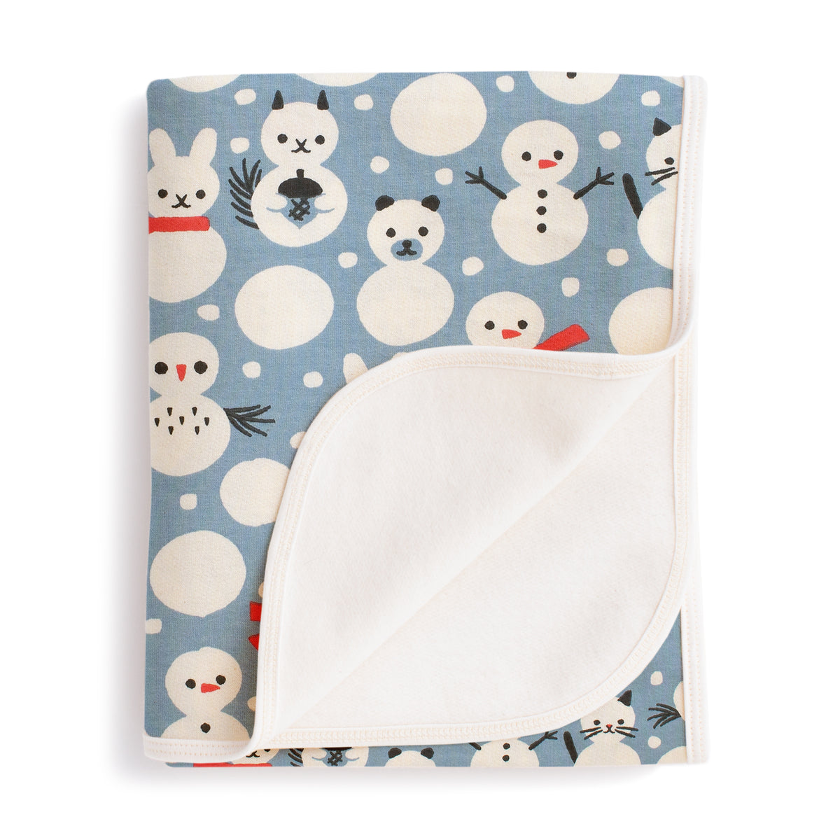French Terry Blanket - Snow Creatures Blue