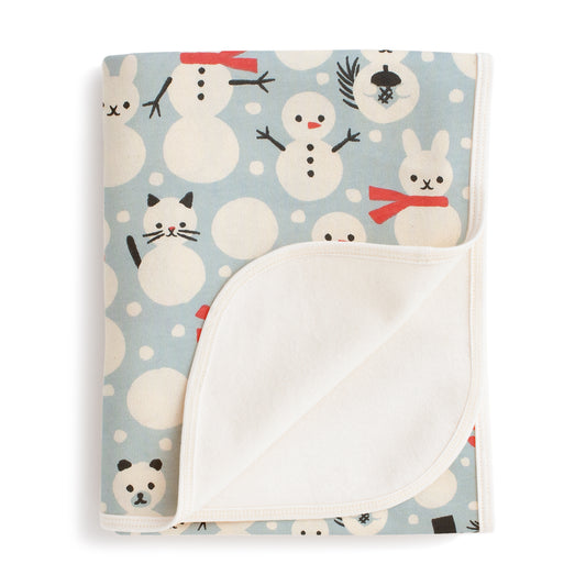 French Terry Blanket - Snow Creatures Sky Blue