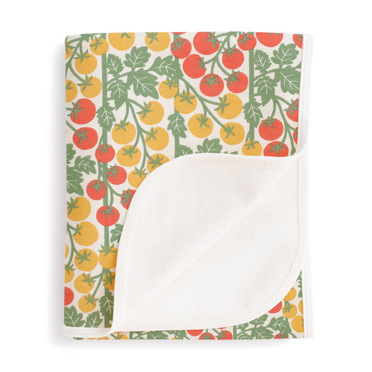 French Terry Blanket - Tomato Vines Red & Yellow