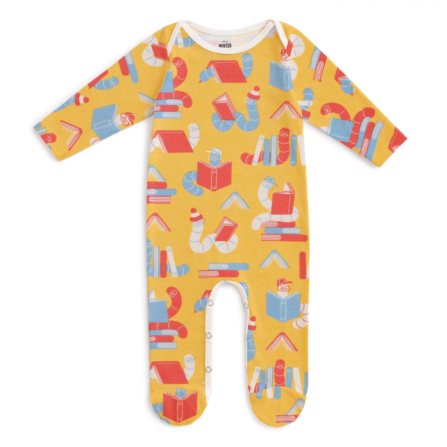 Footed Romper - Bookworms Yellow