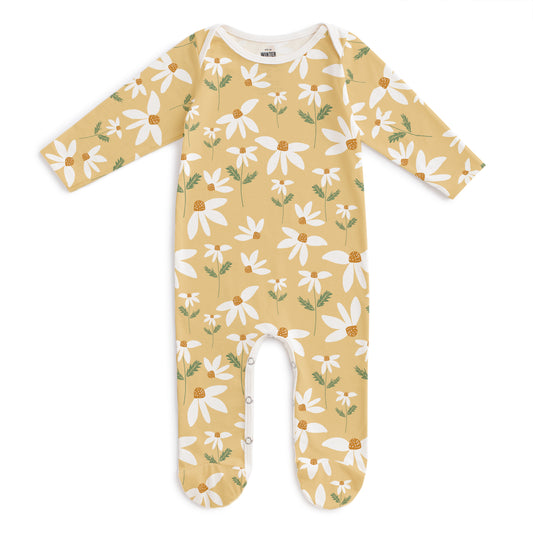 Footed Romper - Daisies Yellow