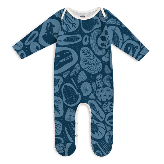 Footed Romper - Fossils Night Sky