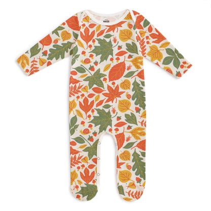Footed Romper - Leaves Yellow & Green