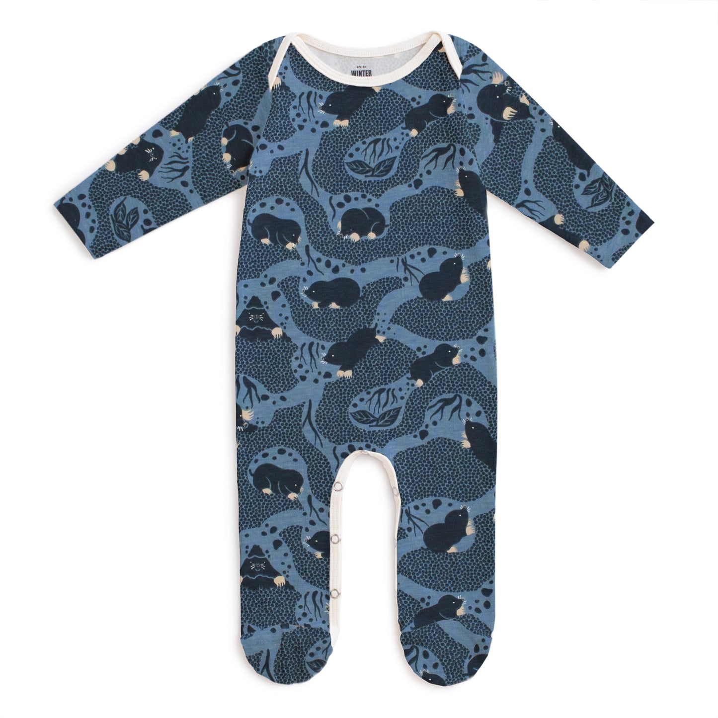 Footed Romper - Moles Blue