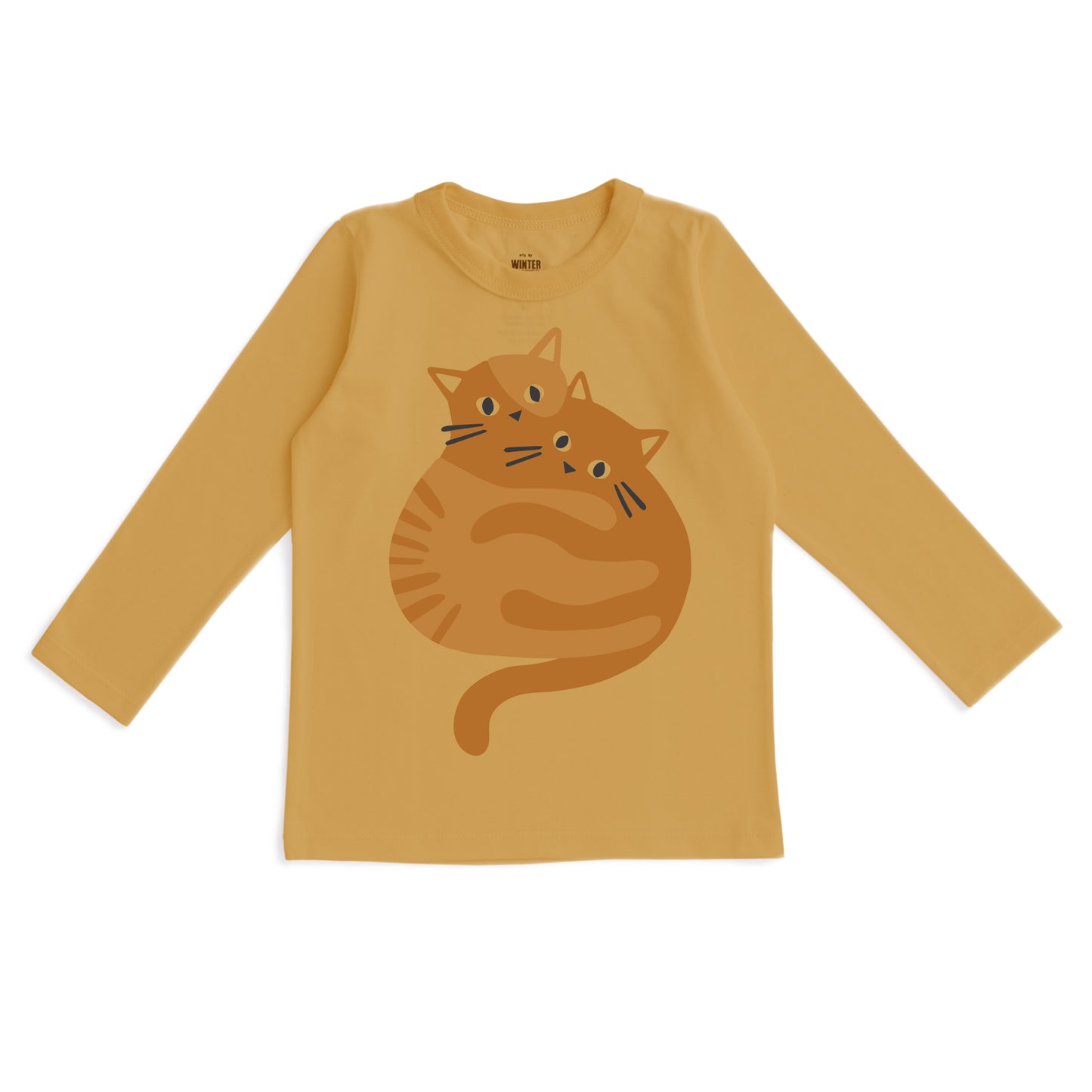 Long-Sleeve GRAPHIC Tee - Cozy Cats Ochre
