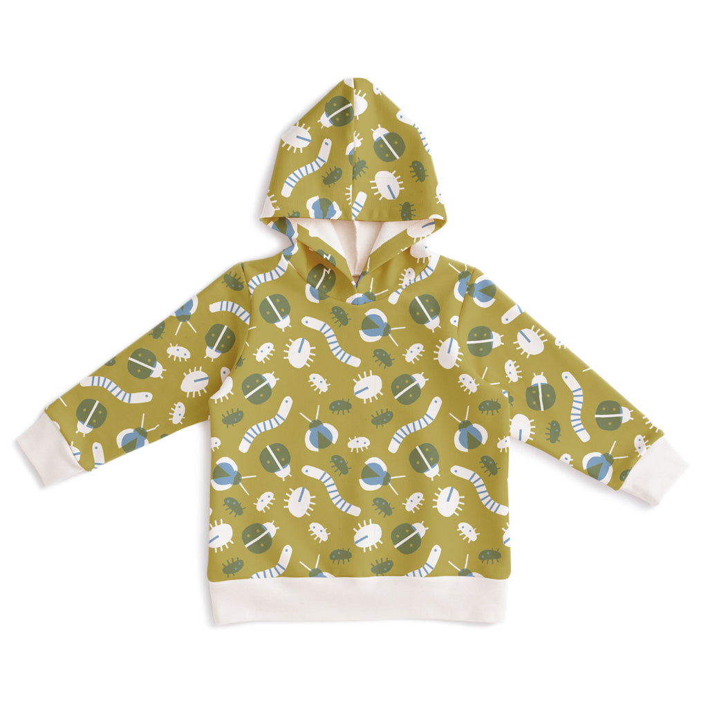 Hoodie - Busy Bugs Chartreuse & Blue