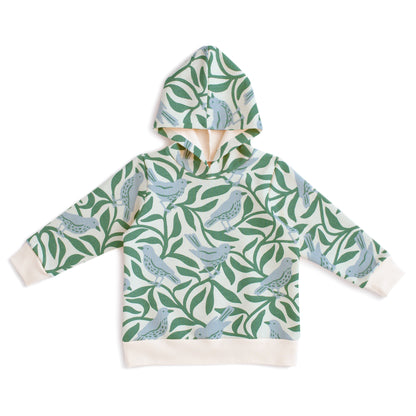 Hoodie - Birds on Branches Blue & Green