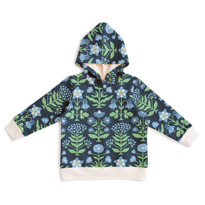 Hoodie - Blockprint Floral Blue & Green