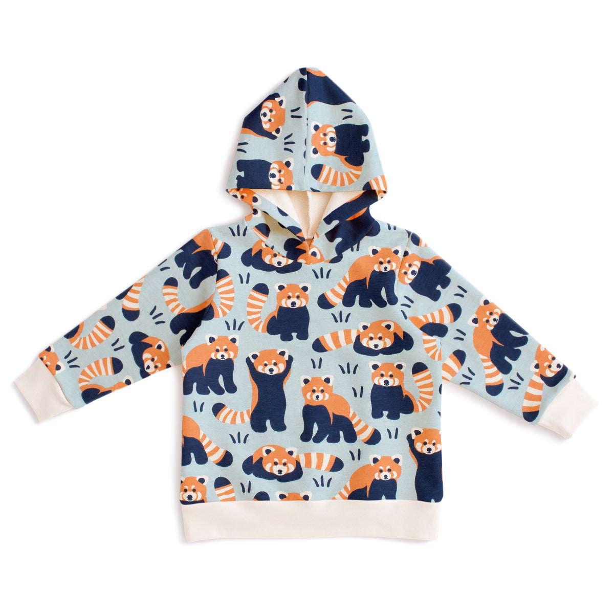 Hoodie - Red Pandas Pale Blue