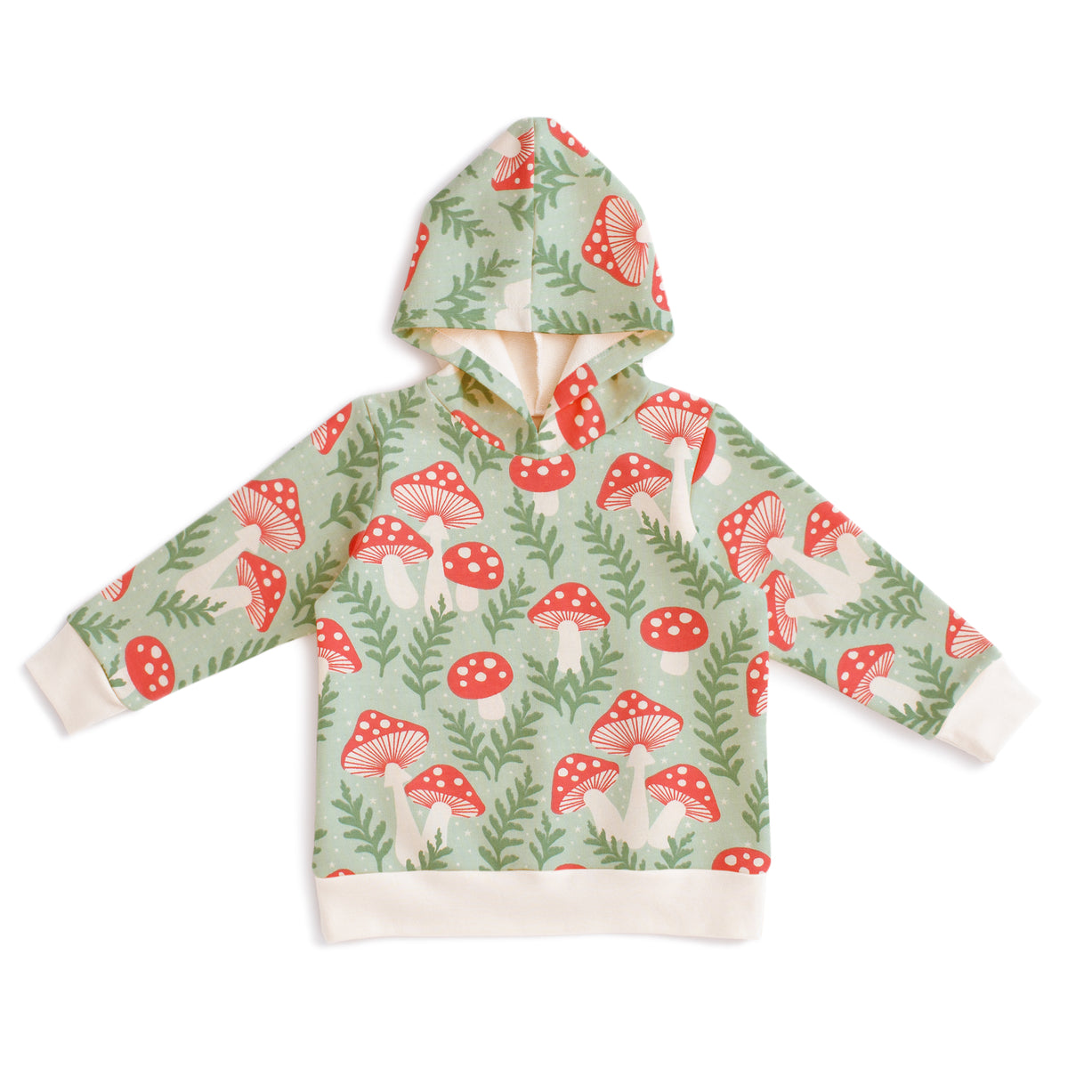 Hoodie - Toadstools Green & Red