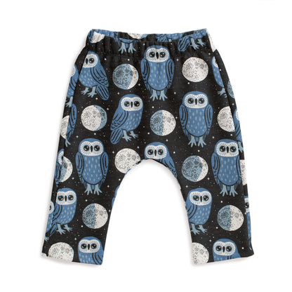 Harem Pants - Midnight Owls Charcoal & Blue
