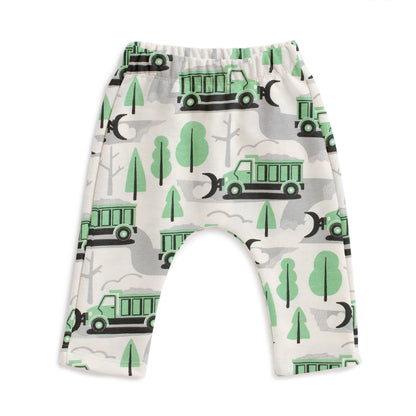 Harem Pants - Snow Plows Green