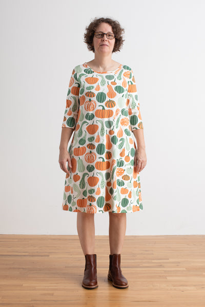 Women's Helsinki Dress - Gourds & Pumpkins Green & Orange