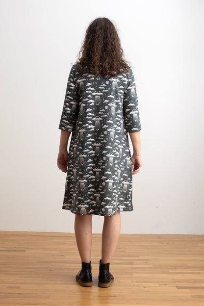 Helsinki Dress - Aliens Charcoal
