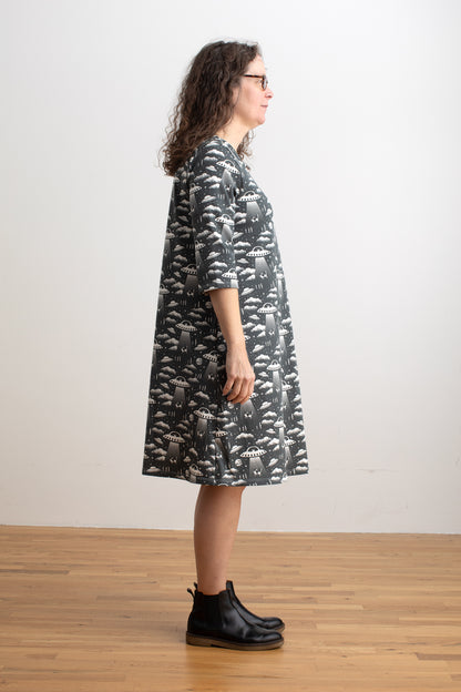 Helsinki Dress - Aliens Charcoal