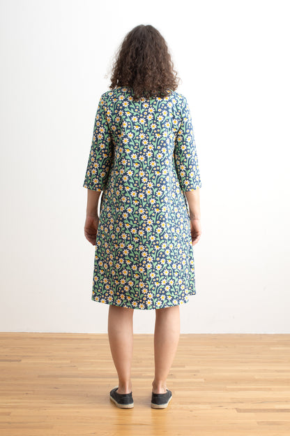 Helsinki Dress - Bold Daisies Navy