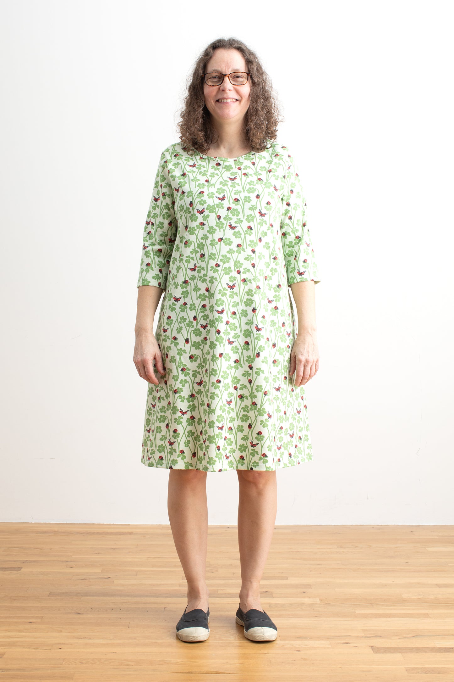 Helsinki Dress - Clover & Ladybugs Green