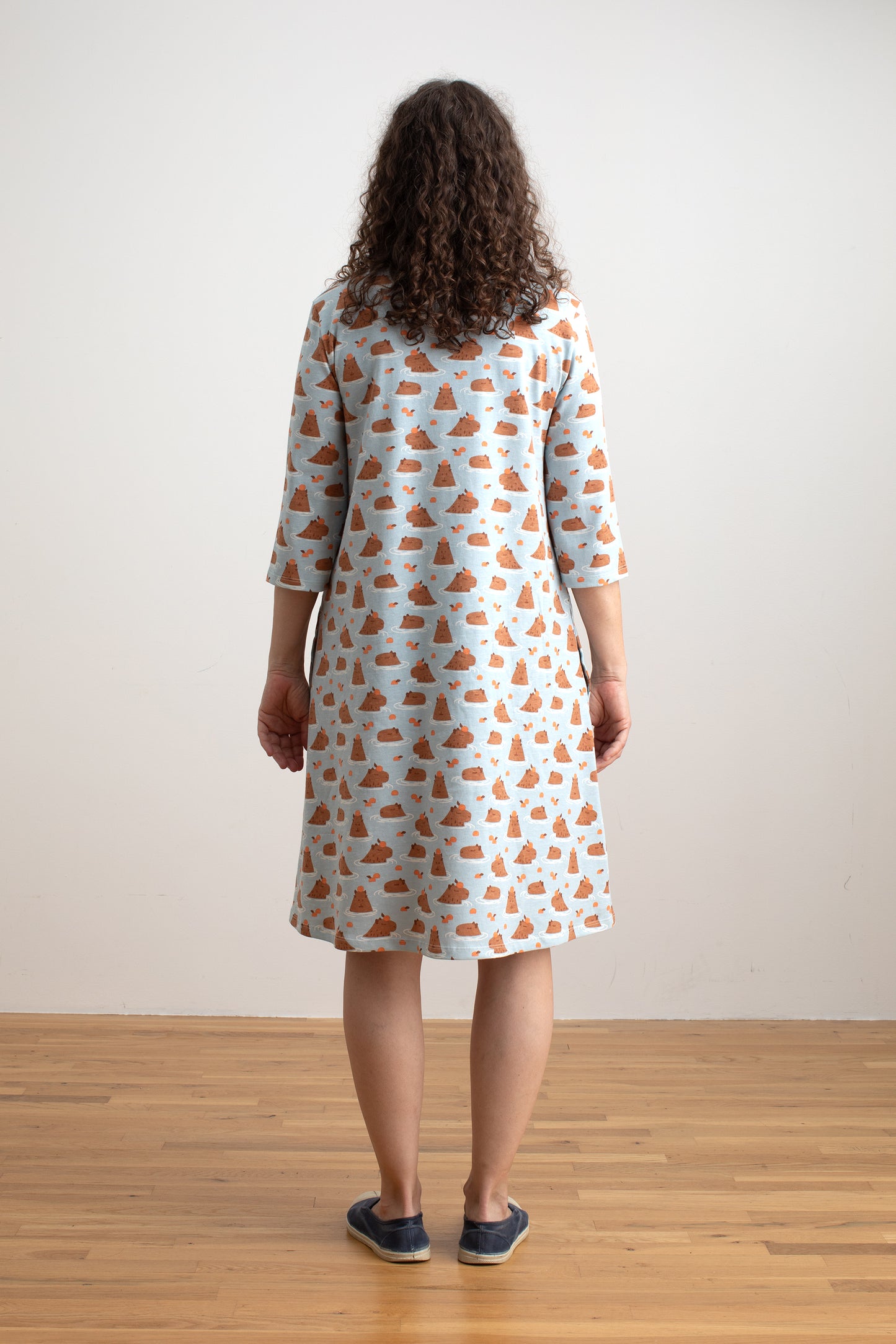 Helsinki Dress - Capybaras Blue