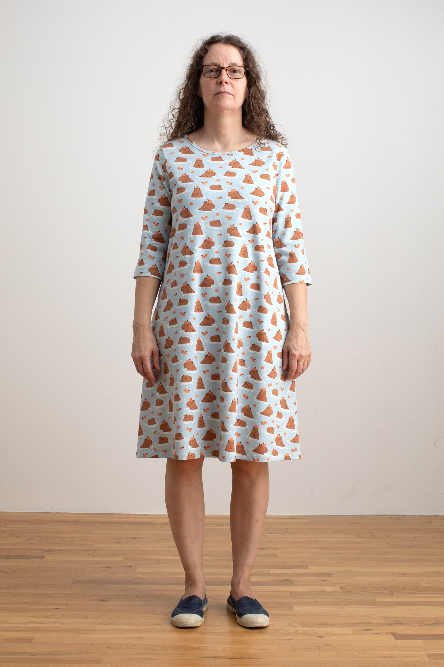 Helsinki Dress - Capybaras Blue