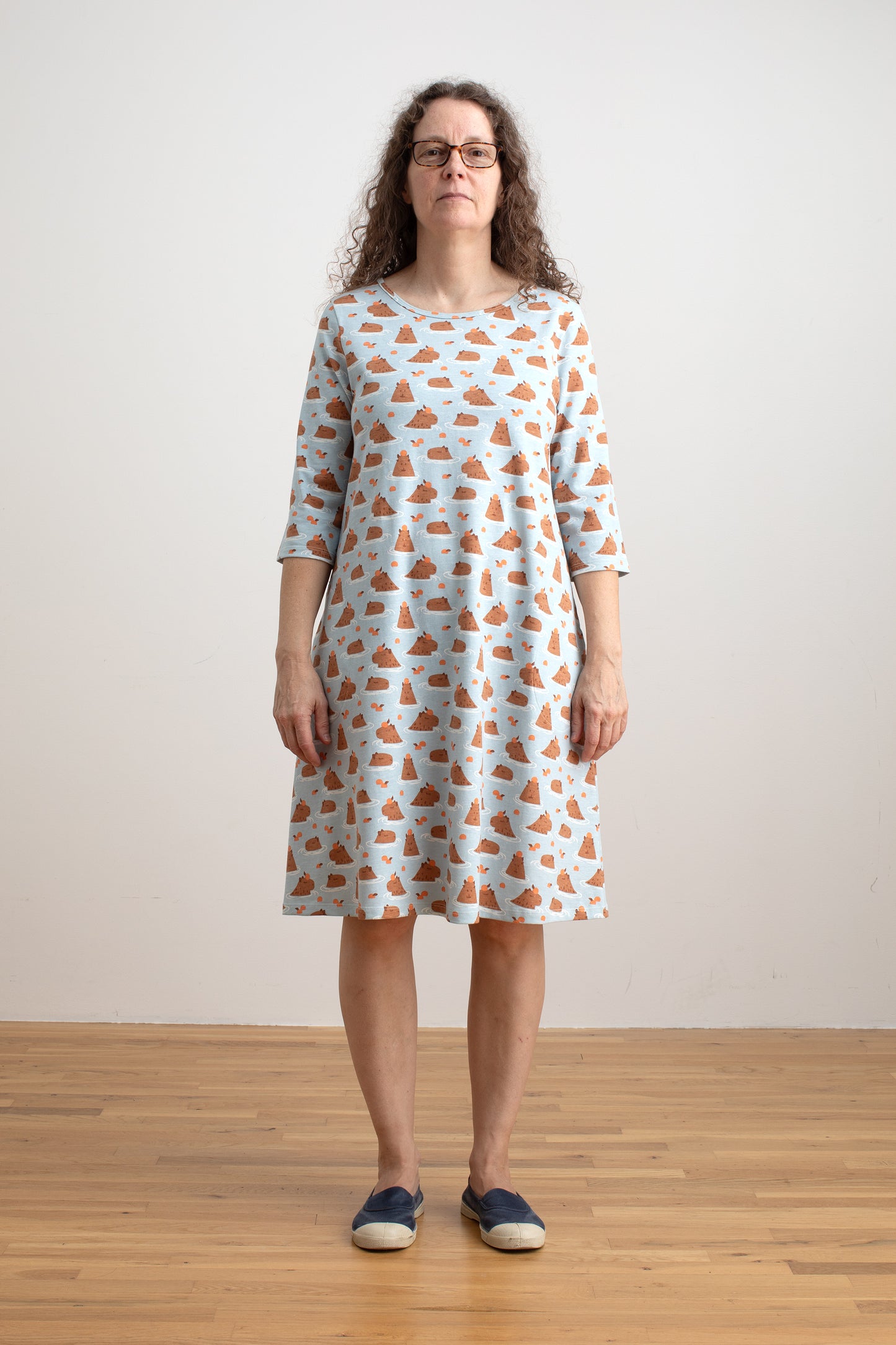 Helsinki Dress - Capybaras Blue