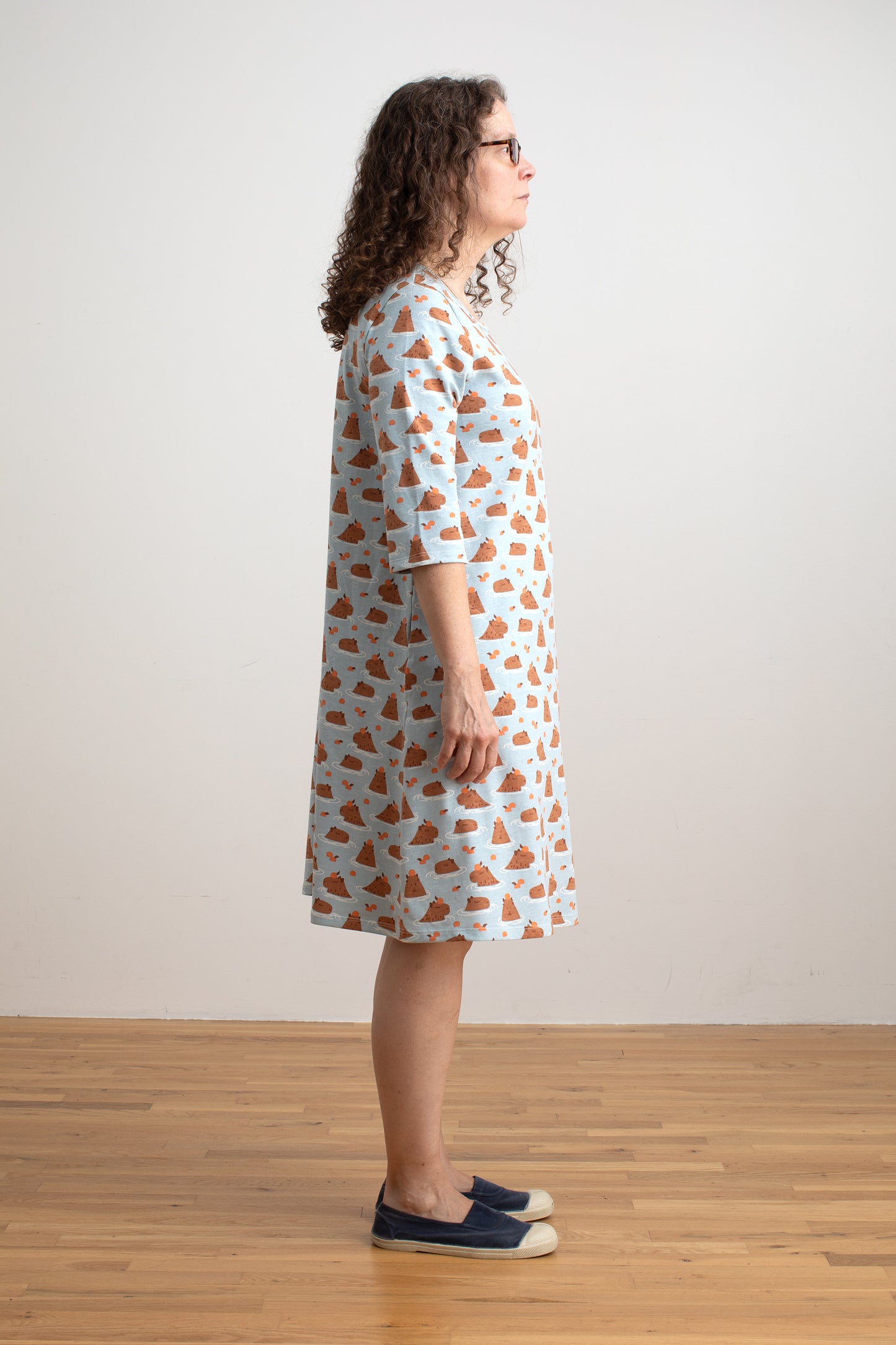 Helsinki Dress - Capybaras Blue