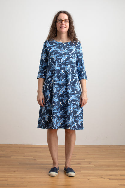Helsinki Dress - Dragons Navy