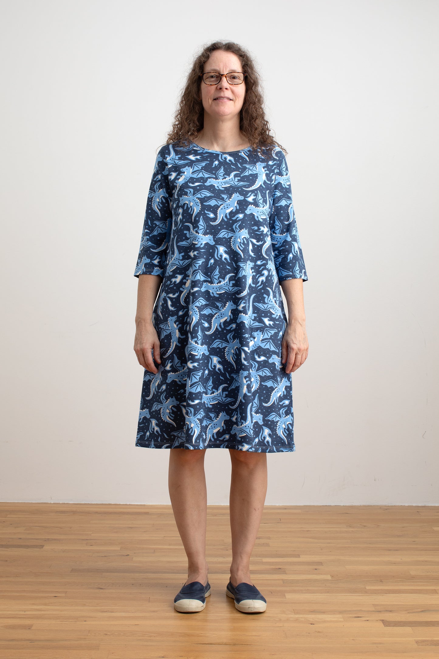 Helsinki Dress - Dragons Navy