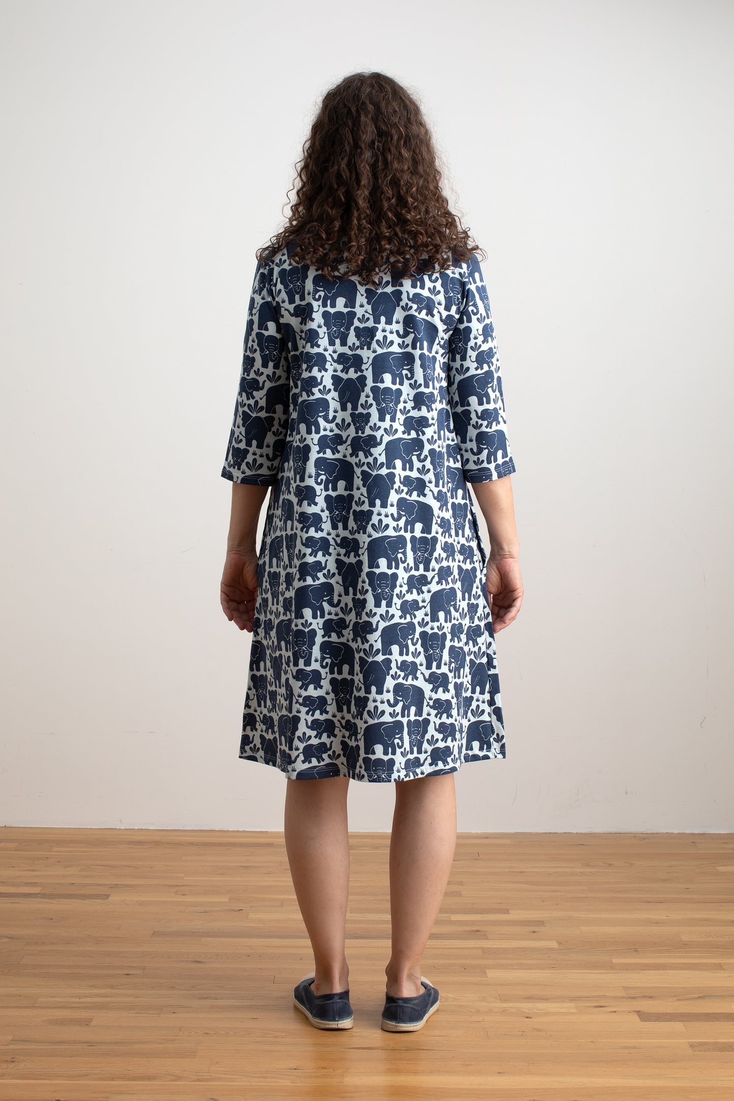 Helsinki Dress - Elephant Herd Navy