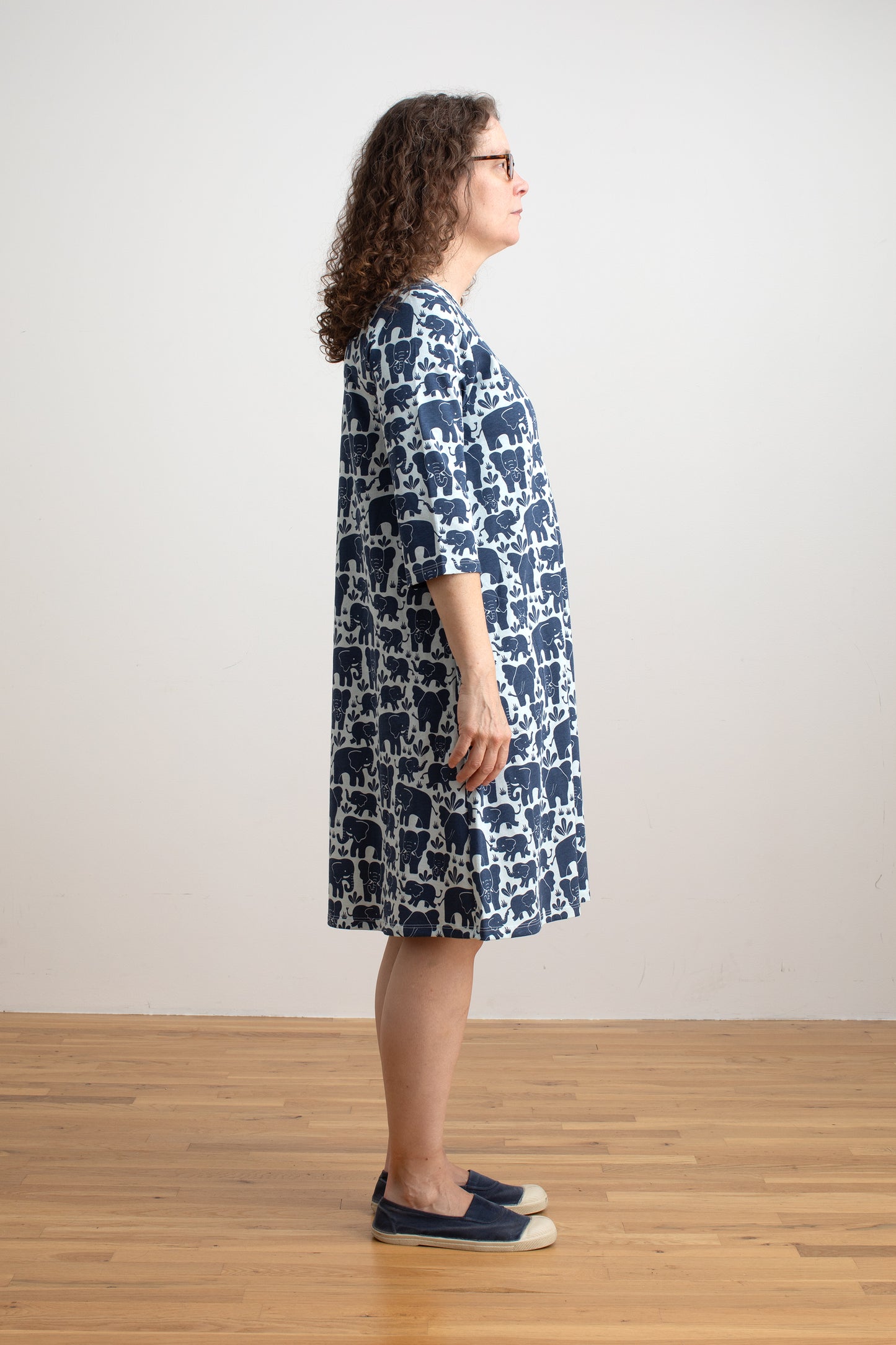 Helsinki Dress - Elephant Herd Navy