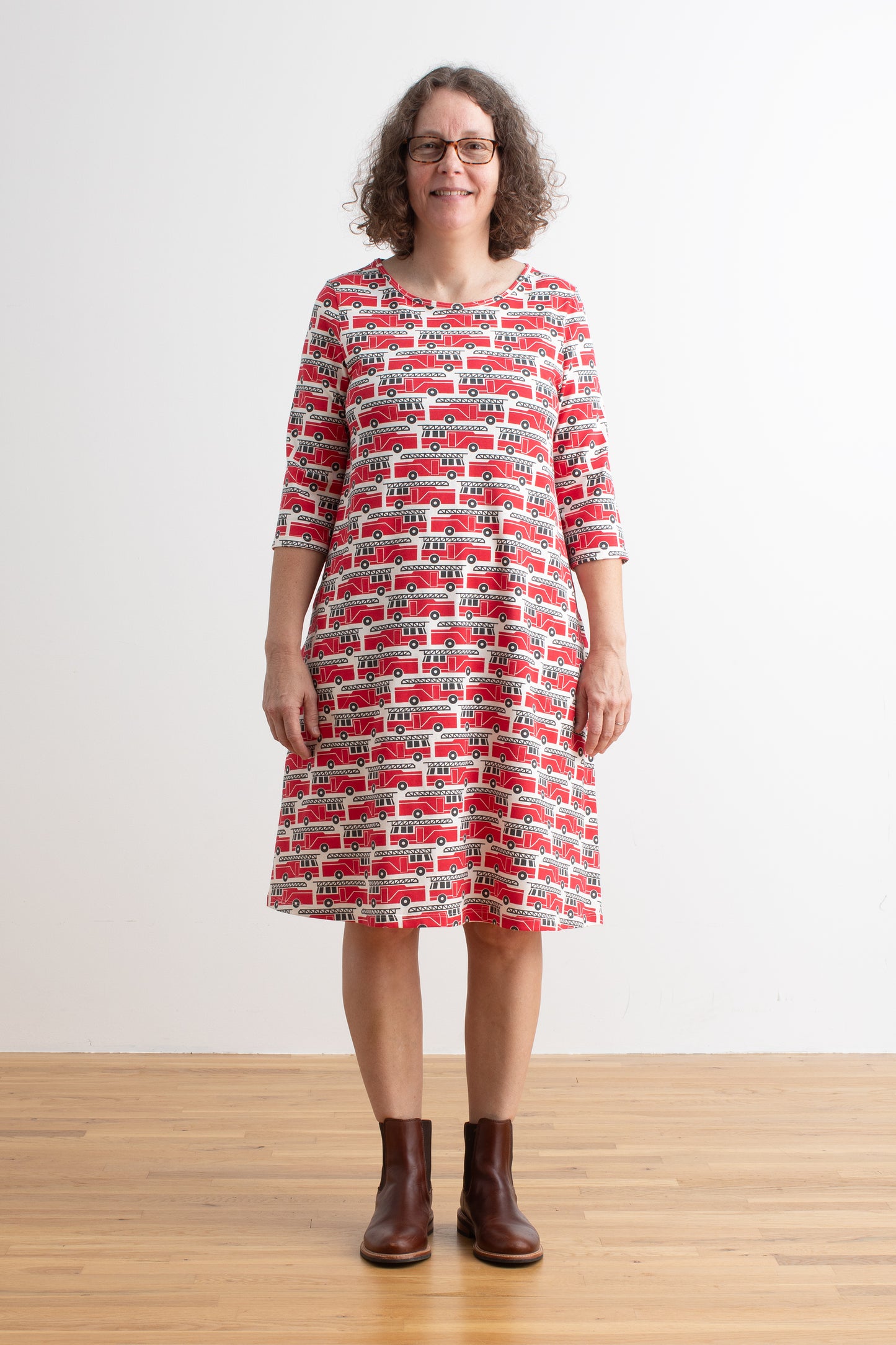 Helsinki Dress - Firetrucks Red