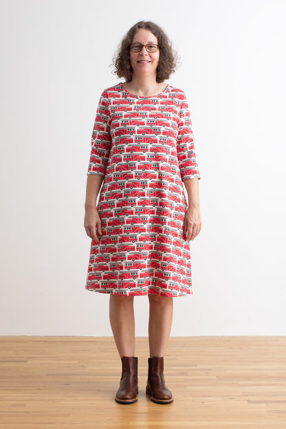 Helsinki Dress - Firetrucks Red