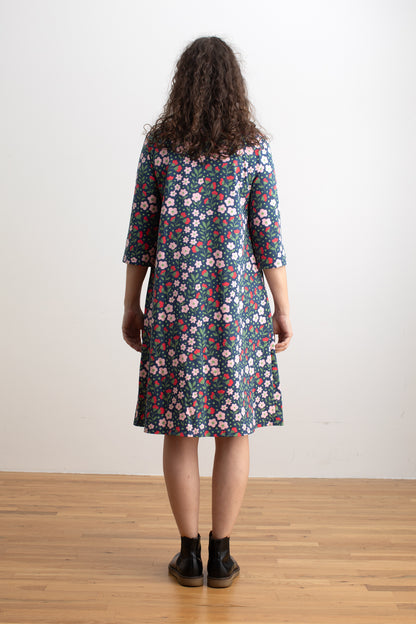 Helsinki Dress - Garden Blooms Navy & Pink