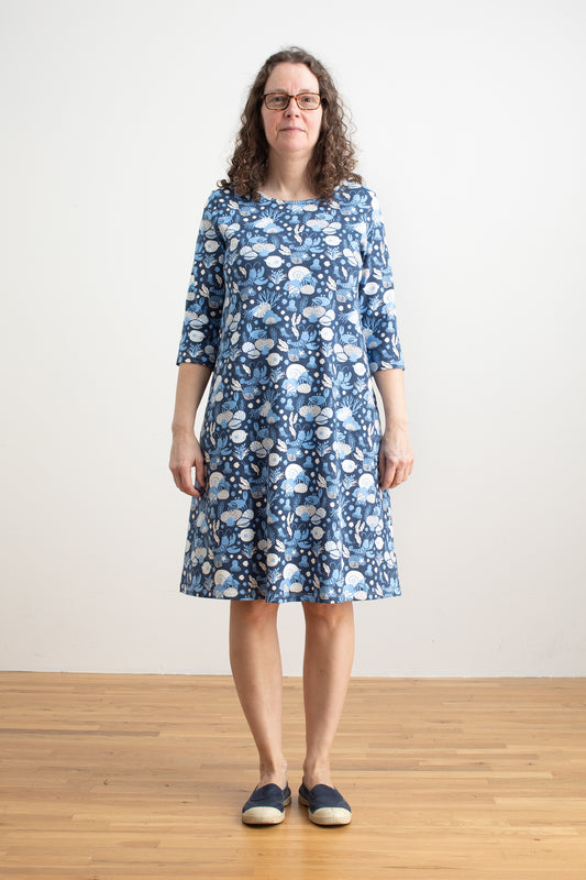 cotton winter dresses Winter/Fall Heavier Cotton Jacquard Dress Warm Midi Dress Thicker A-line Dress Long Sleeves Robes Outwear Dresses XS-6XL (Custom Plus Size)