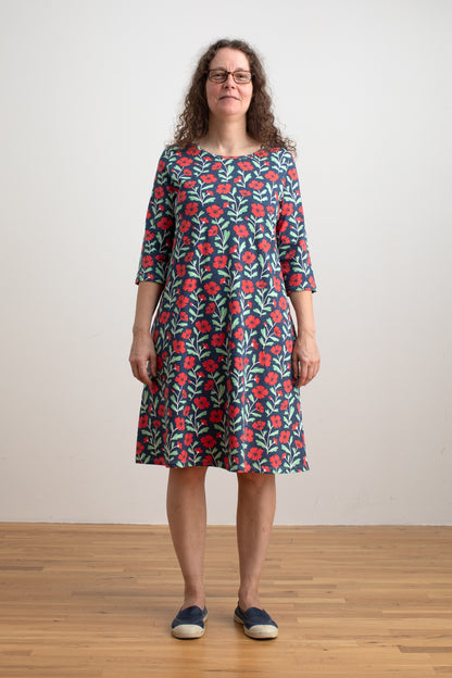 Helsinki Dress - Poppies Navy
