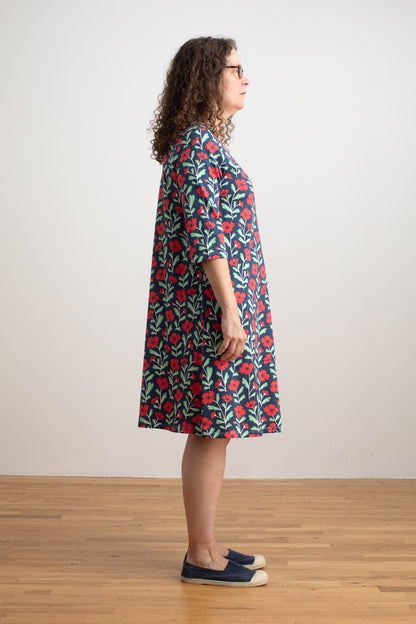 Helsinki Dress - Poppies Navy