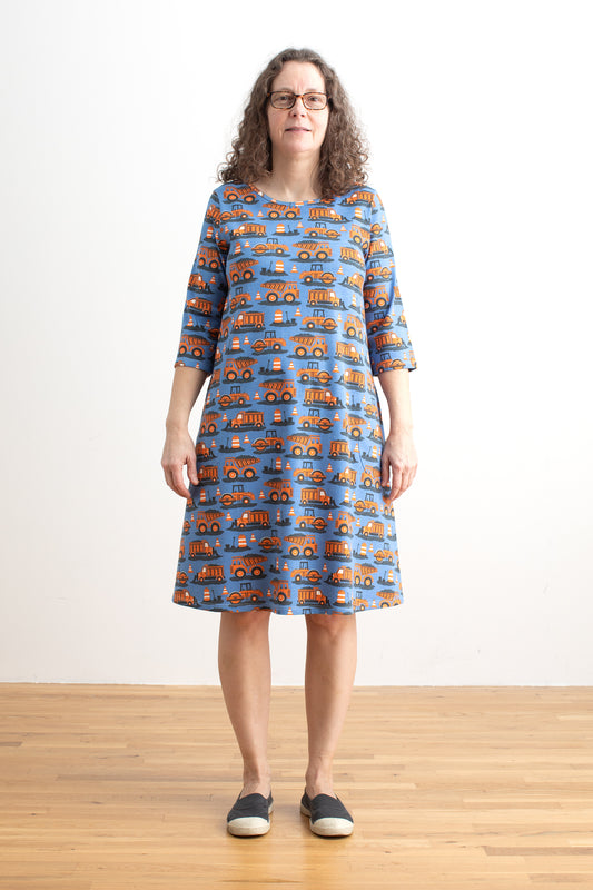 Helsinki Dress - Roadwork Orange & Blue