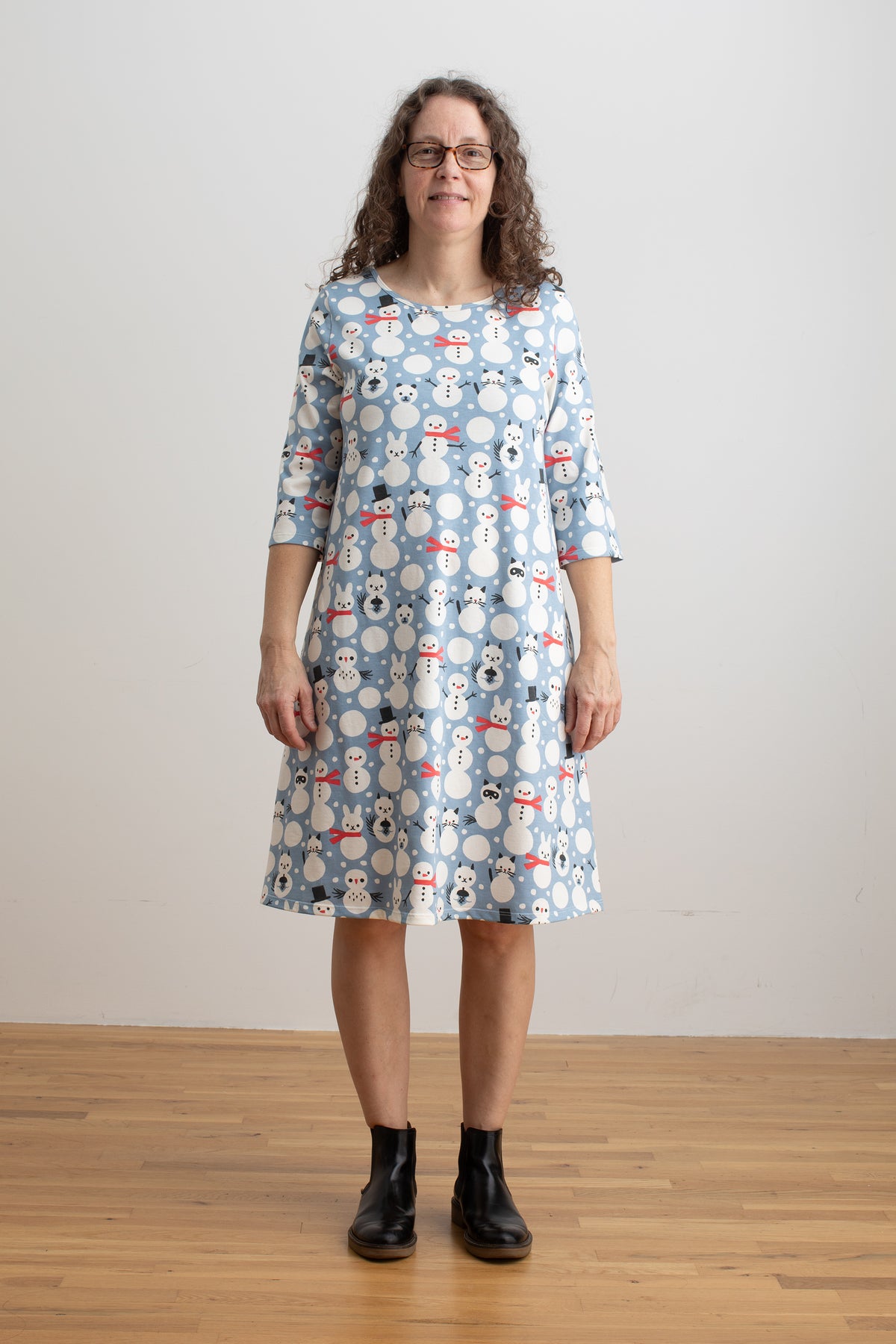 Helsinki Dress - Snow Creatures Blue
